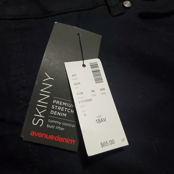 Avenue Black Skinny Tummy Control Jeans Size 18 AV - Picture 10 of 10